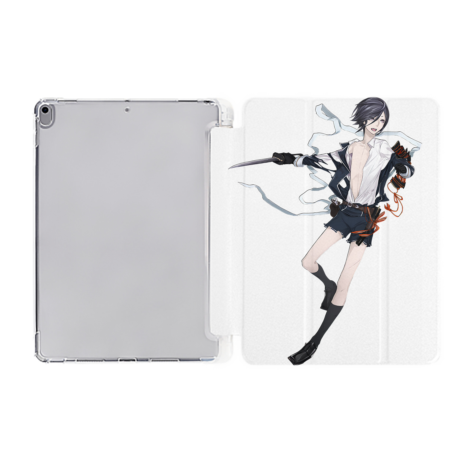 （画像用） 刀剣乱舞 Touken Ranbu IPad ケース ペン収納付き 三つ折りスタンド PUレザー×シリコン 対応機種9.5/10.5/10.9インチ